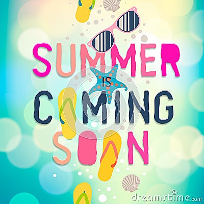 Summer coming soon, Summer holiday poster. Traveling template poster, vector illustration Vector Illustration