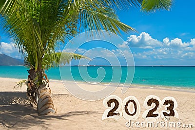 Summer. Summer 2023. Summer concept with the number written on the image. June 21, 2023. Stock Photo