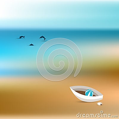 Summer concept. Ocean bluer beach background. Vector Illustration