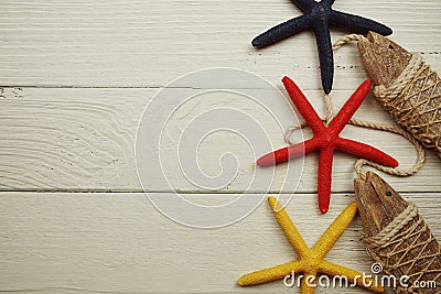 Summer Concept with Starfish marine and nautical background Stock Photo