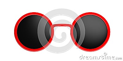 Sunglasses round red with black lens, cutout, isolated on a white background, 3d illustration. Cartoon Illustration