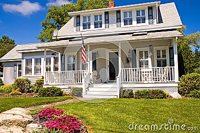 Summer cottage with porch Stock Photo