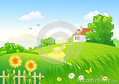 Summer countryside Vector Illustration