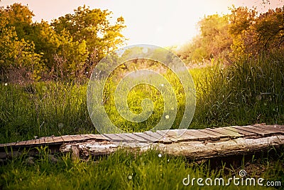 Summer countryside landscape with small pier Stock Photo