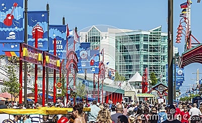 Summer crowds at Navy Pier in Chicago Editorial Stock Photo