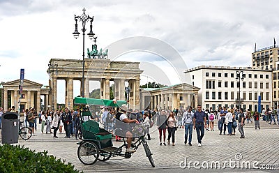 Crowds at Brandenburg Gate in Berlin, Germany Editorial Stock Photo