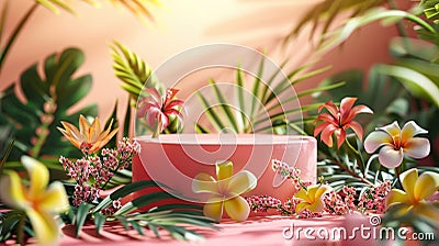 Summer 3D podium for product advertising. Stock Photo