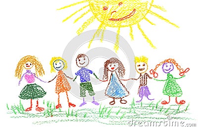 Summer Day, Child's Drawing Royalty Free Stock Images - Image: 4991179
