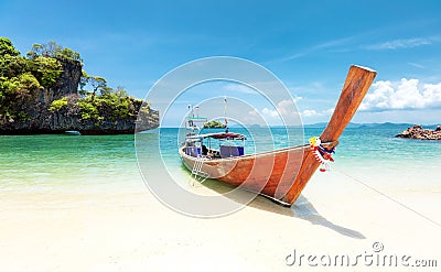 Summer day on exotic beach of tropical island. Thailand tourism Stock Photo