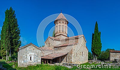 Summer day at Ikalto Monastery in Georgia Stock Photo