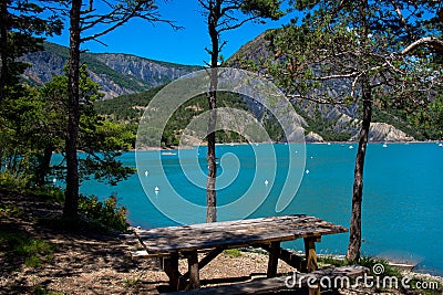 Shore of the lake Serre Poncon in France Stock Photo