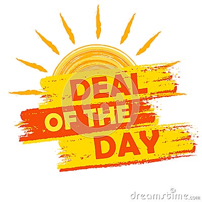 Summer deal of the day, yellow and orange drawn label Stock Photo