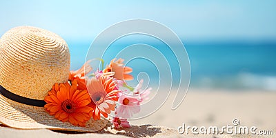 Summer Delights, Fun, Fruit, and Umbrellas, Crafting a Summery Background for Vivid Presentations Stock Photo