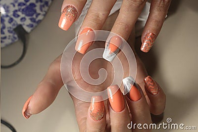 Summer design of nails. Youth manicure Stock Photo