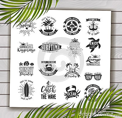 Summer Designs on Tropical Beach Background Vector Illustration