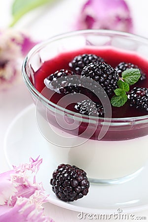 Summer dessert with blackberry Stock Photo
