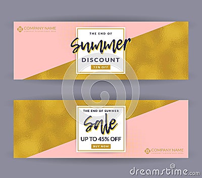 Summer discount and sale banners. Vector Illustration