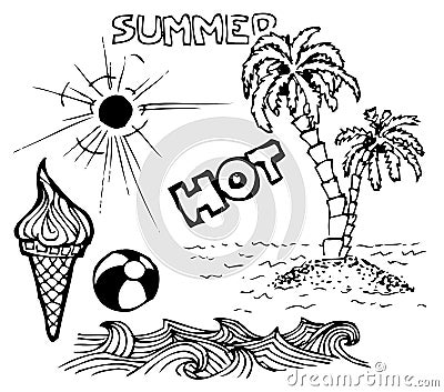 Summer doodle elements Stock Photo