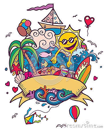 Summer Doodle Vector Illustration