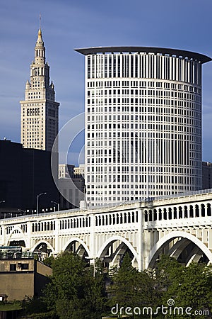 Summer in downtown Cleveland Stock Photo