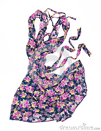Summer dress in floral print movement in the air Stock Photo