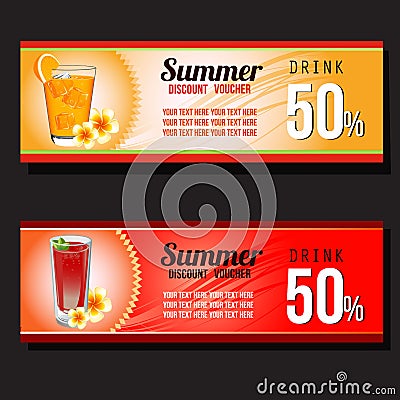 Summer drink discount voucher Vector Illustration