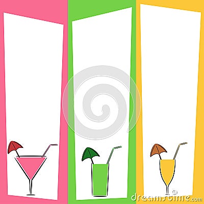 Summer drinks menu Vector Illustration