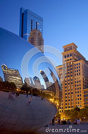 Summer evening in a center of Chicago Editorial Stock Photo