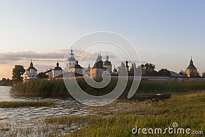 Summer evening by the Kirillo-Belozersky Monastery Editorial Stock Photo