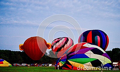 Hot Air Balloons Being Inflated With Cold Air #8 Editorial Stock Photo