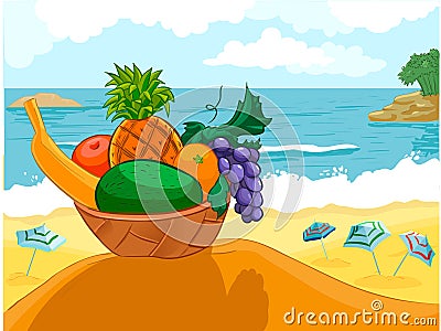Summer exotic fruits - ready for animation parallax Vector Illustration