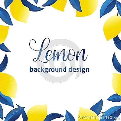 Summer exotic and tropic background design. Composition with lemons and leaves. Vector universal card with place for Vector Illustration
