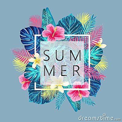 Summer exotic and tropic background design. Vector Illustration