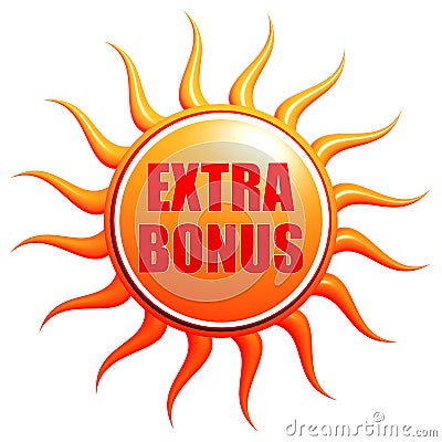 Summer extra bonus in 3d sun label Stock Photo