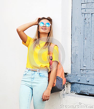 Summer, fashion and people concept - pretty cool hipster girl Stock Photo