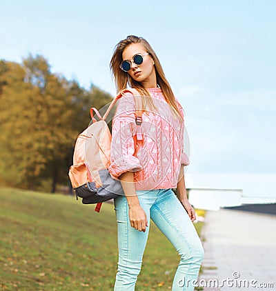 Summer, fashion and people concept - pretty stylish hipster girl Stock Photo