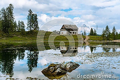 Summer Federa lake with Dolomites peak, Cortina D`Ampezzo, Dolomites, Italy Stock Photo