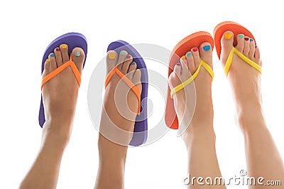 Summer feet with flip flops Stock Photo