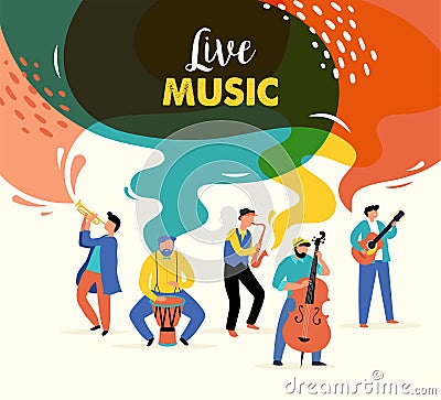 Summer fest, concept of live music festival, jazz and rock, food street fair, family fair, event poster and banner Vector Illustration