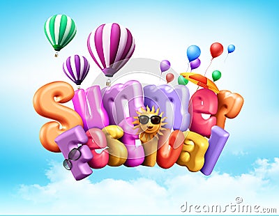 Summer Festival Design Illustration with Unique Colorful 3D Rendered Stock Photo
