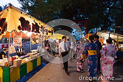 Summer Festival in Hanazono Shrine, Tokyo, Japan Editorial Stock Photo