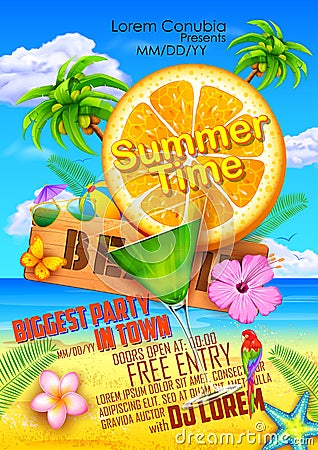 Summer Festival poster design Vector Illustration