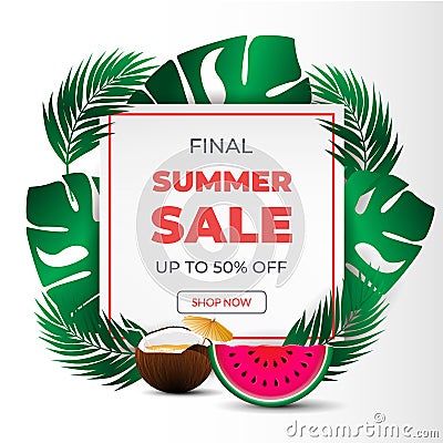 Summer final sale card with colorful summer elements Cartoon Illustration