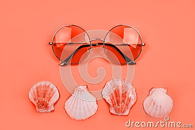 Summer flatlay with sunglasses Stock Photo
