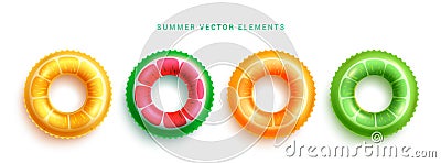 Summer floater vector element set. Floaters element in colorful design and pattern for beach inflatable object. Vector Illustration