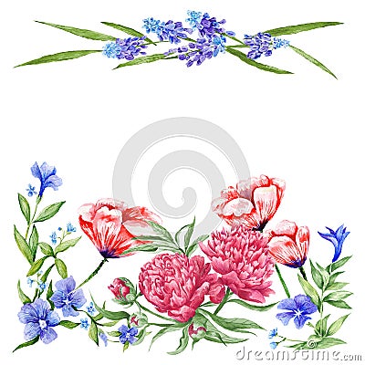 Summer Floral Card Template Stock Photo