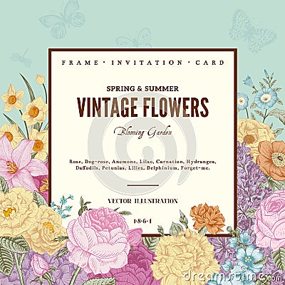 Summer floral vintage vector background. Vector Illustration