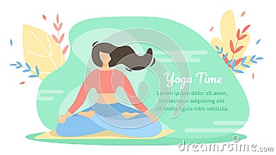 Summer Flyer is Written Yoga Time Cartoon Flat. Vector Illustration