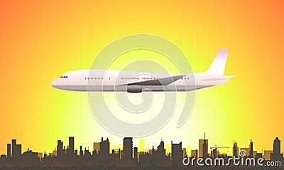 Summer Flying Airplane Vector Illustration