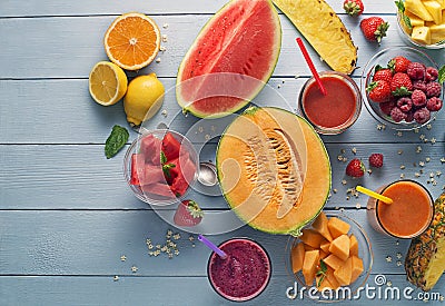 Summer food with fresh fruit ingredients Stock Photo